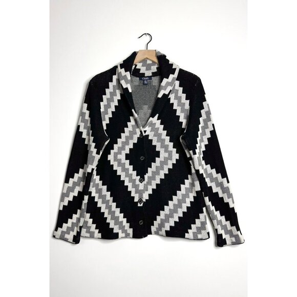 CHAPS Aztec Shawl Cardigan Sweater - Picture 1 of 7